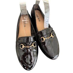 Torrid Black Faux Patent Leather Horsebit Loafers Womens Size 8W Slip-On Shoes
